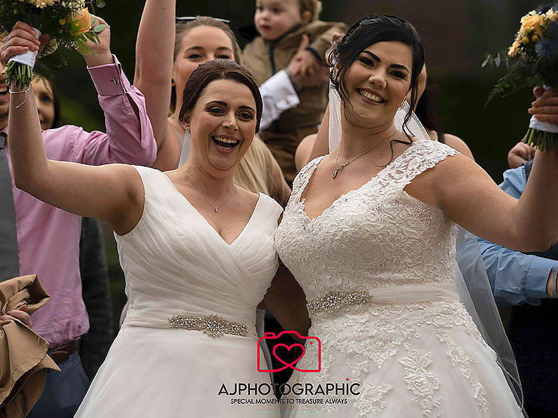 Bride with Bridesmaid having fun